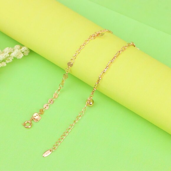 "Rose Gold Anklet with Star Charms & Shiny Links, XPAL1170 - Picture 3 of 12